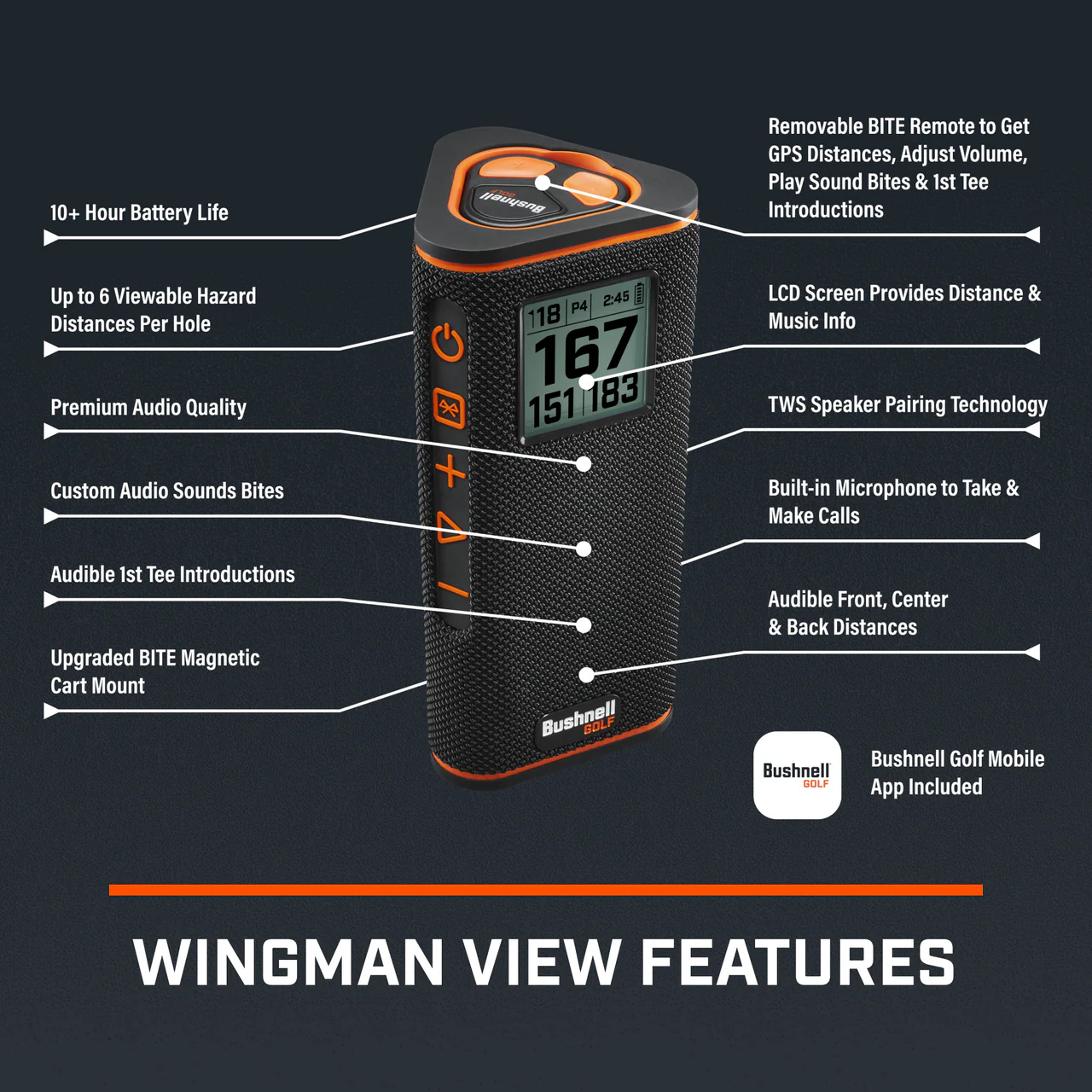 Bushnell Wingman View Golf GPS & Bluetooth Speaker - Image 14