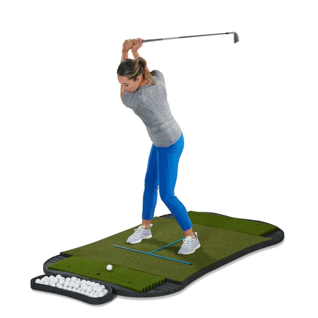 Fiberbuilt Grass Series Hourglass Pro Studio Golf Mat - Double Hitting - 6'x4' - Image 3