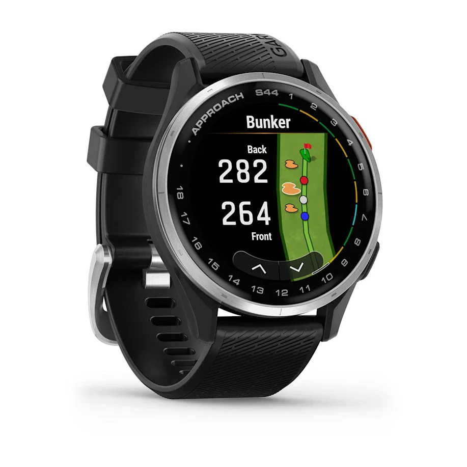 Garmin Approach S44 GPS Golf Watch - Silver Bezel/Black Band - Image 2