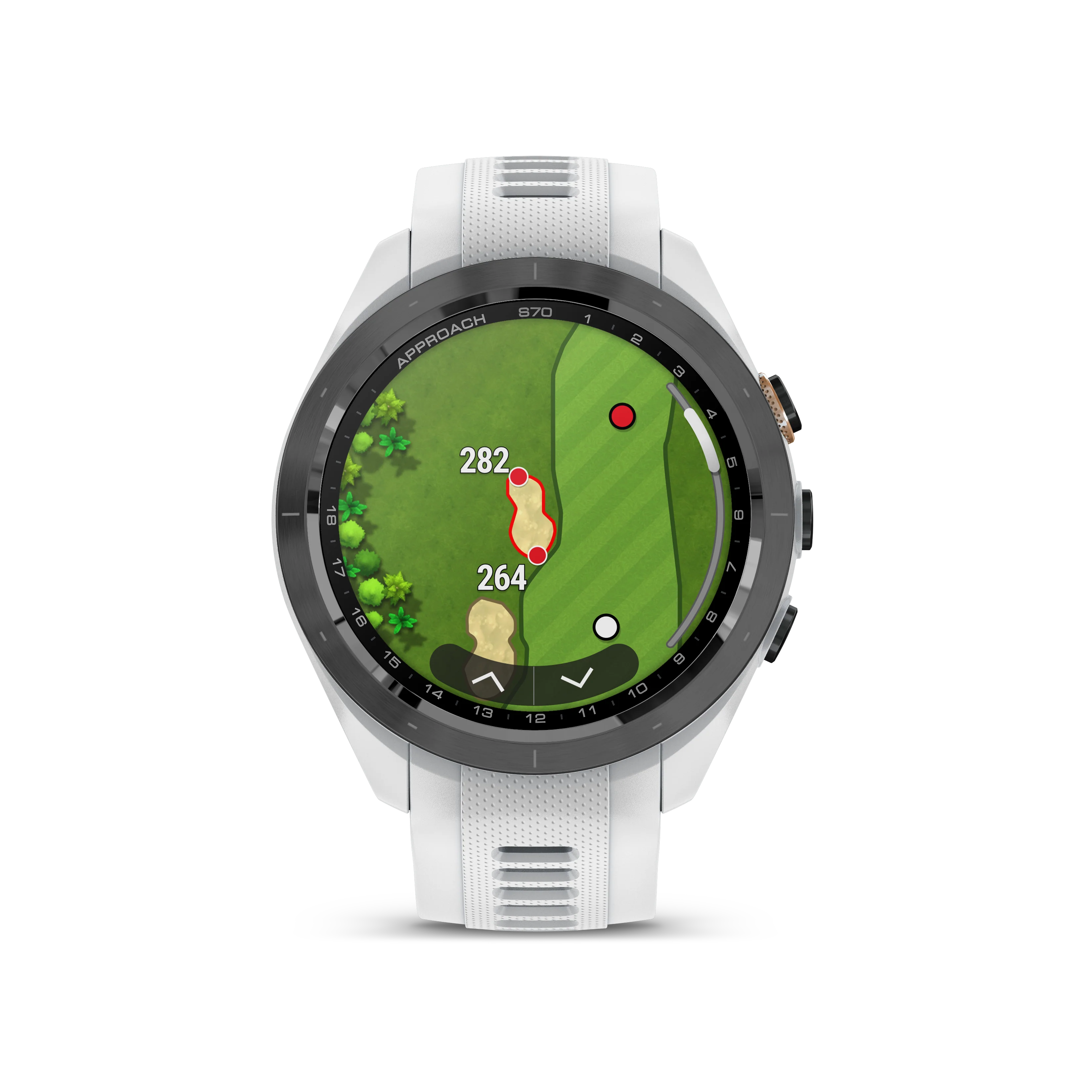 Garmin Approach S70 Golf GPS Watch - Black/42mm - Ceramic Bezel/White Silicone Band - Image 2
