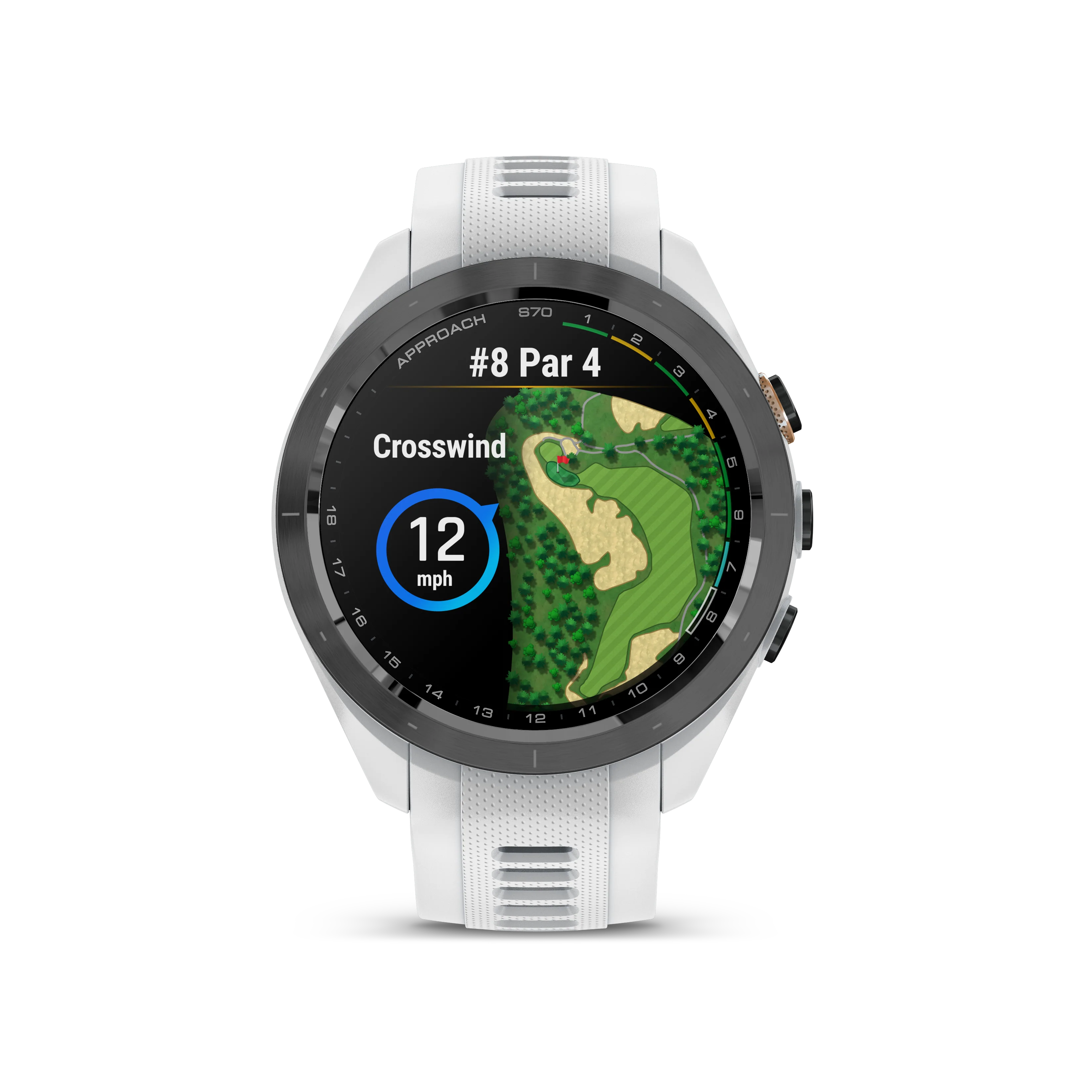 Garmin Approach S70 Golf GPS Watch - Black/42mm - Ceramic Bezel/White Silicone Band - Image 3