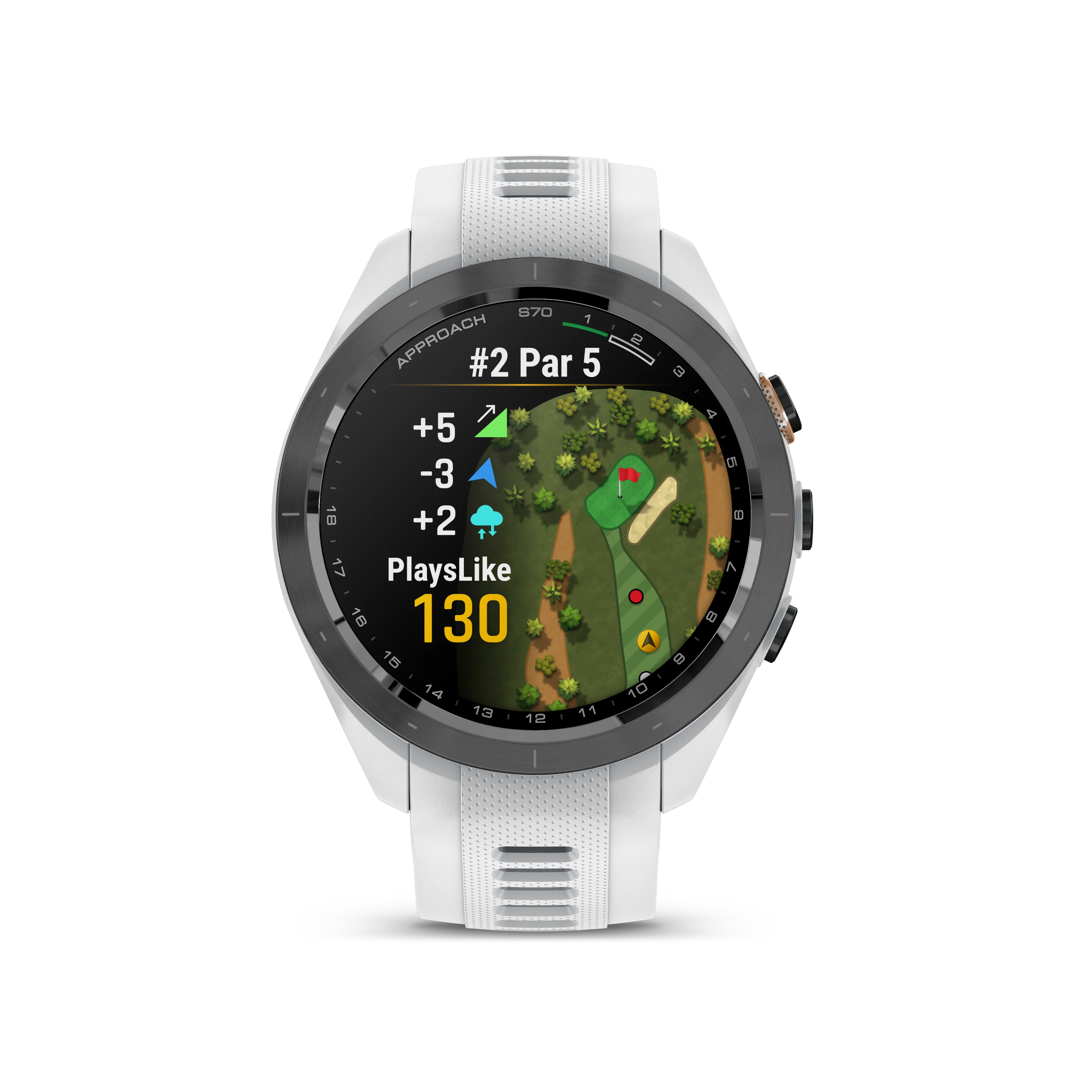 Garmin Approach S70 Golf GPS Watch - Black/42mm - Ceramic Bezel/White Silicone Band - Image 4