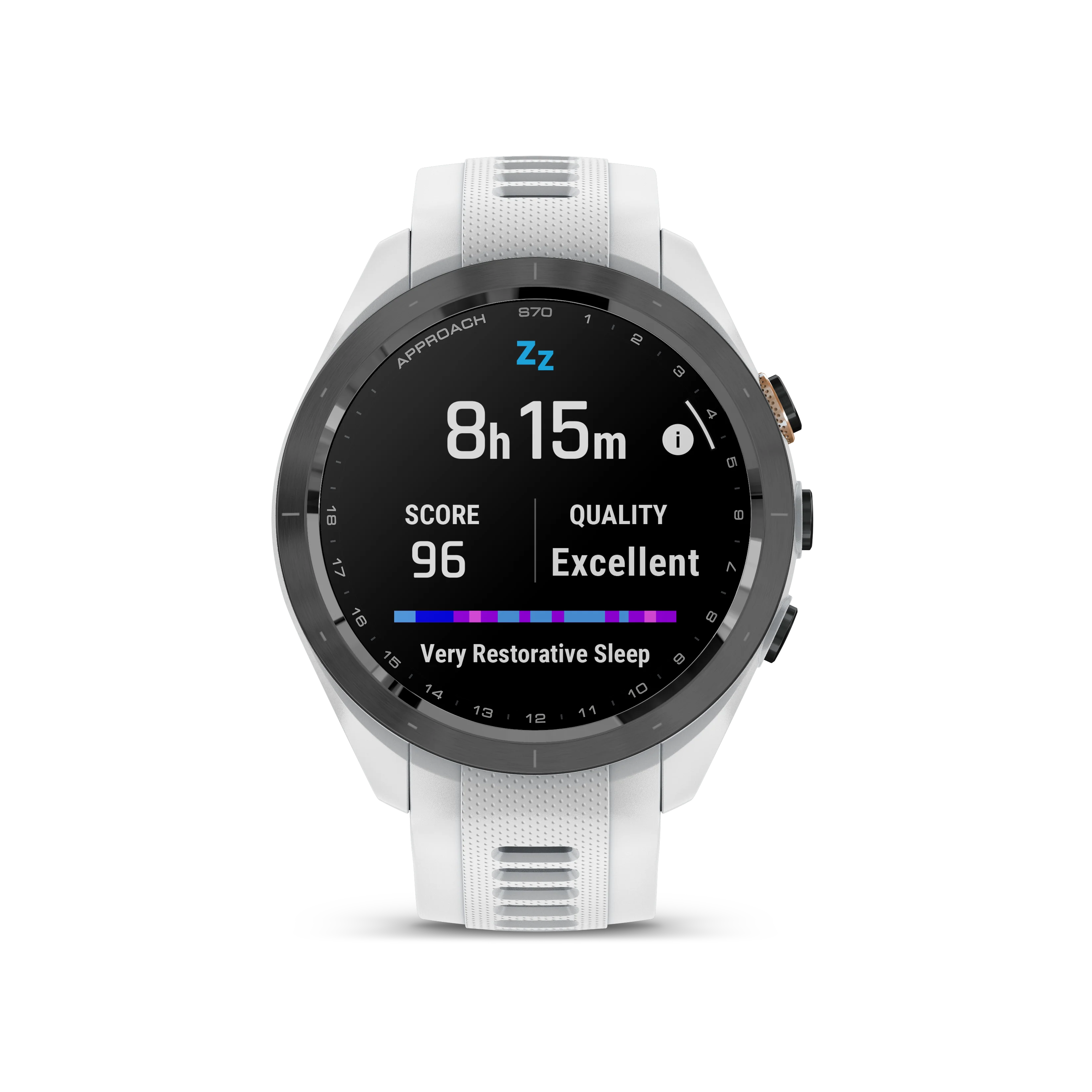 Garmin Approach S70 Golf GPS Watch - Black/42mm - Ceramic Bezel/White Silicone Band - Image 7