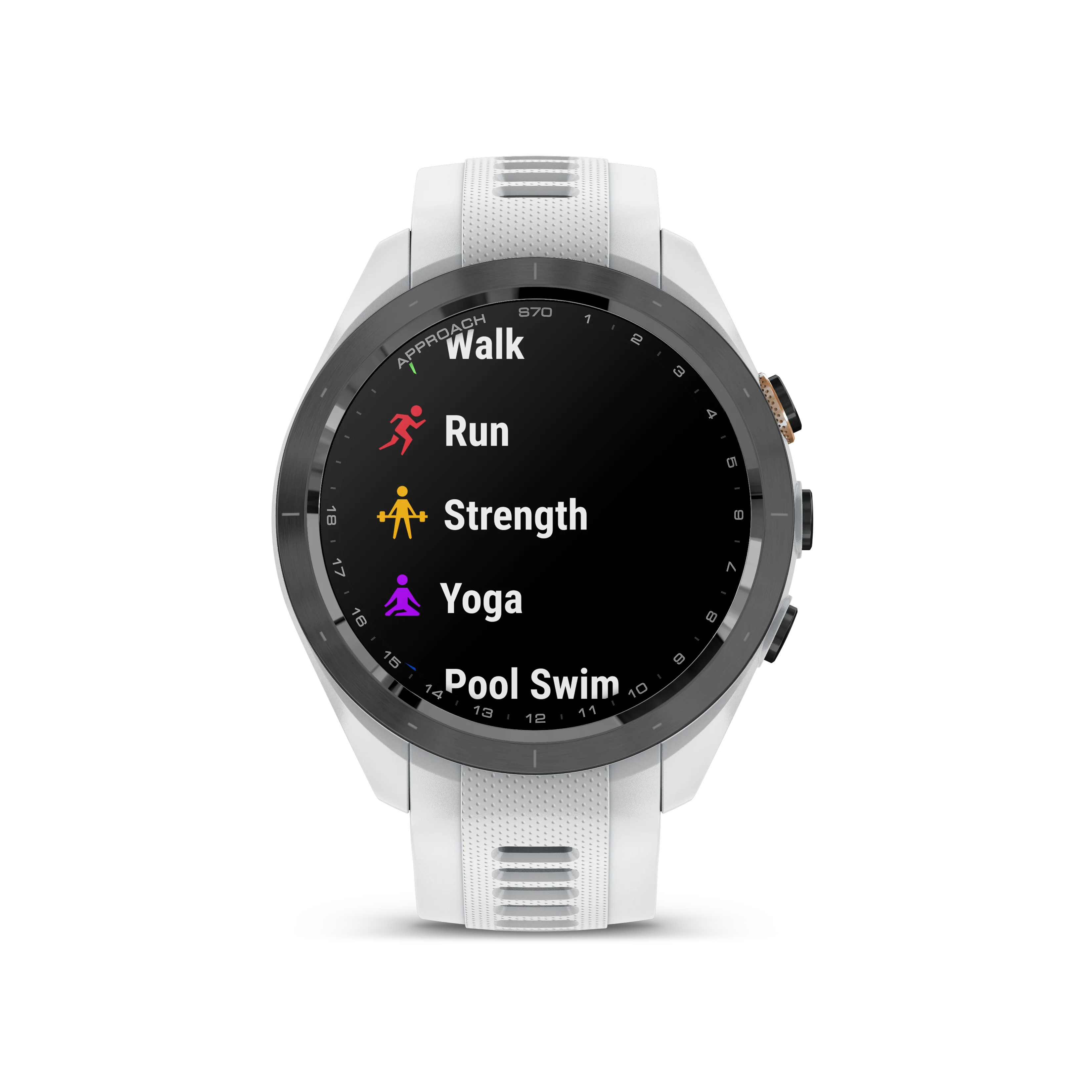 Garmin Approach S70 Golf GPS Watch - Black/42mm - Ceramic Bezel/White Silicone Band - Image 8