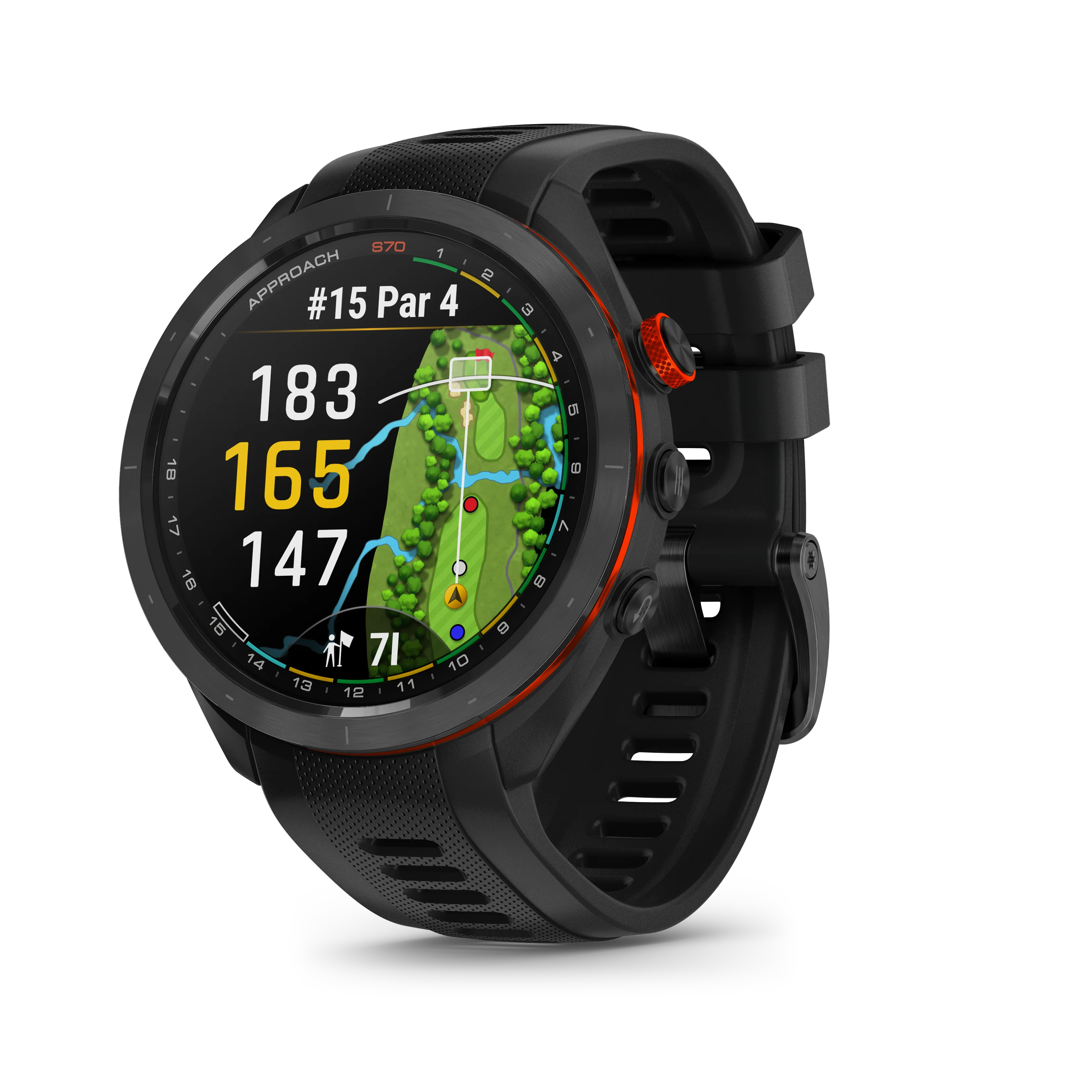 Garmin Approach S70 Golf GPS Watch - Black/47mm - Ceramic Bezel/Black Silicone Band