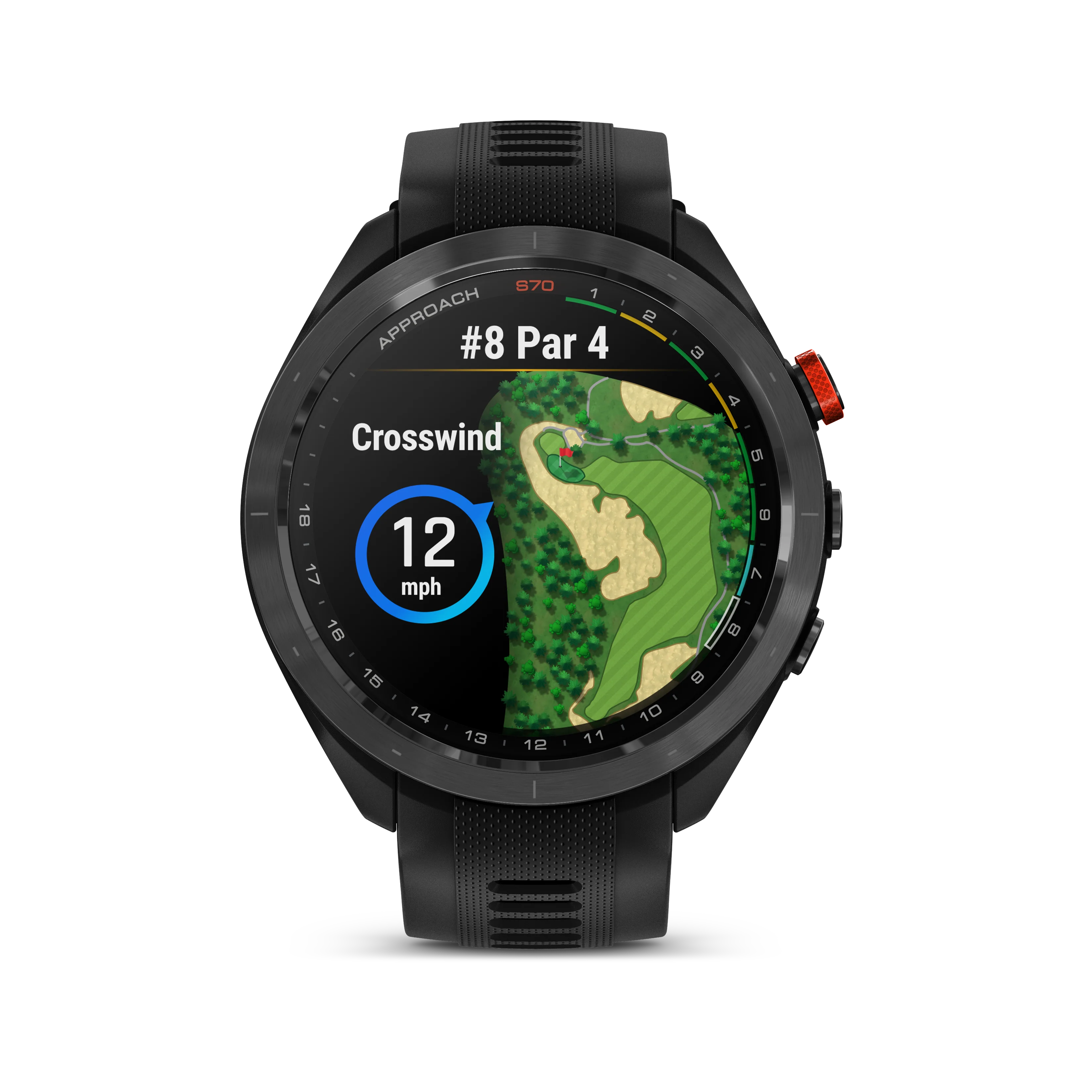 Garmin Approach S70 Golf GPS Watch - Black/47mm - Ceramic Bezel/Black Silicone Band - Image 3