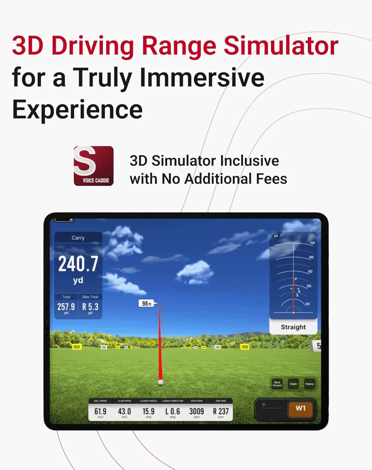 Voice Caddie SC4 PRO Golf Launch Monitor + 3D Driving Range Simulator - Image 7